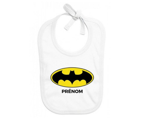 Bavoir bébé design Batman + prénom